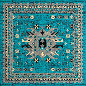 Turquoise 8' x 8' Taftan Square Rug