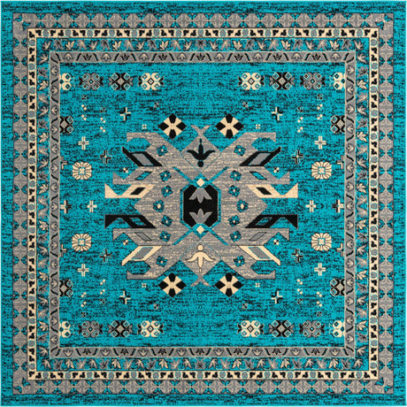 Turquoise 7' 10 x 7' 10 Taftan Square Area Rug
