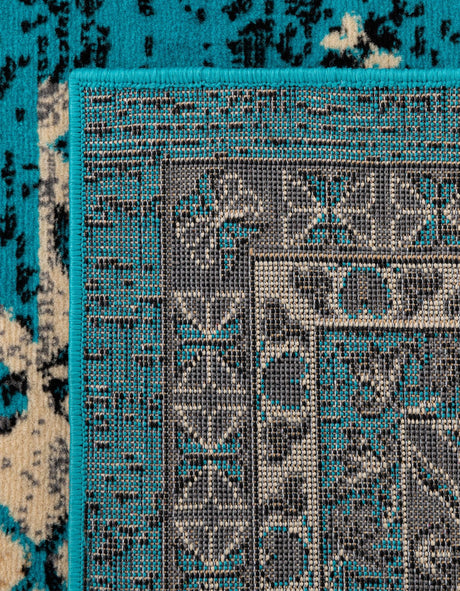 Turquoise 2' 7 x 10' Taftan Runner Area Rug Durable 100% Polypropylene Classic Traditional Design Easy Clean Carpet for Home Interiors for Sale at Rug Engine