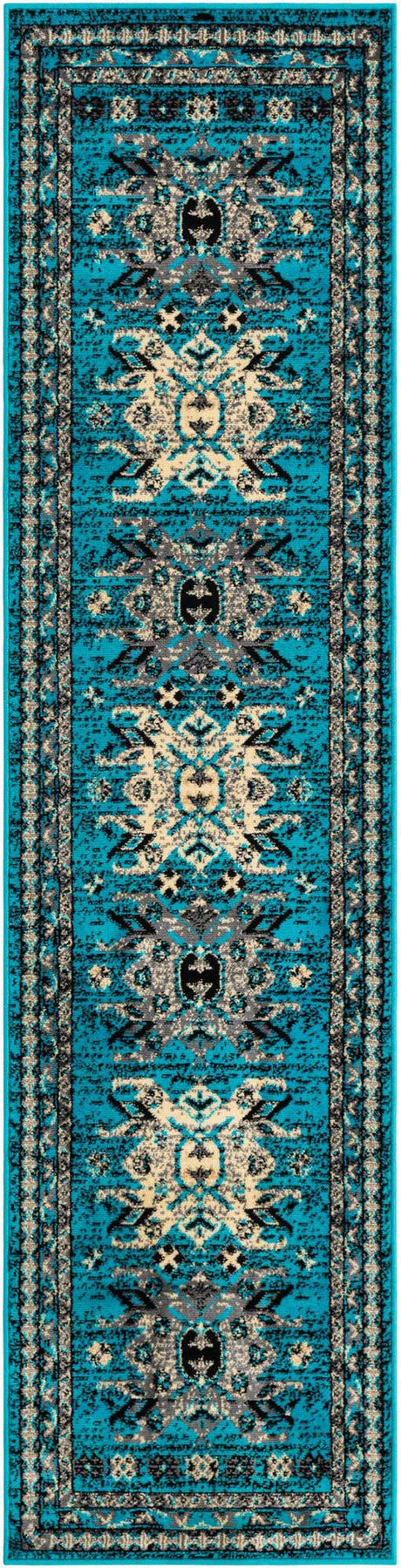 Turquoise 2' x 8' 2 Taftan Runner Area Rug