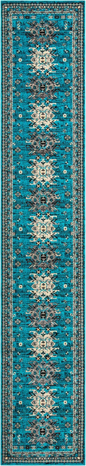 Turquoise 3' 1 x 16' 5 Taftan Runner Rug