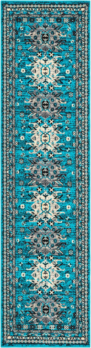 Turquoise 2' 7 x 10' Taftan Runner Area Rug
