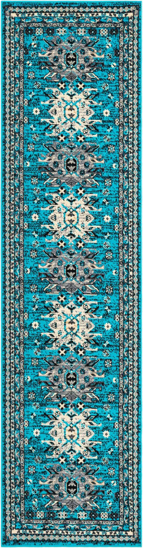 Turquoise 2' 7 x 10' Taftan Runner Area Rug
