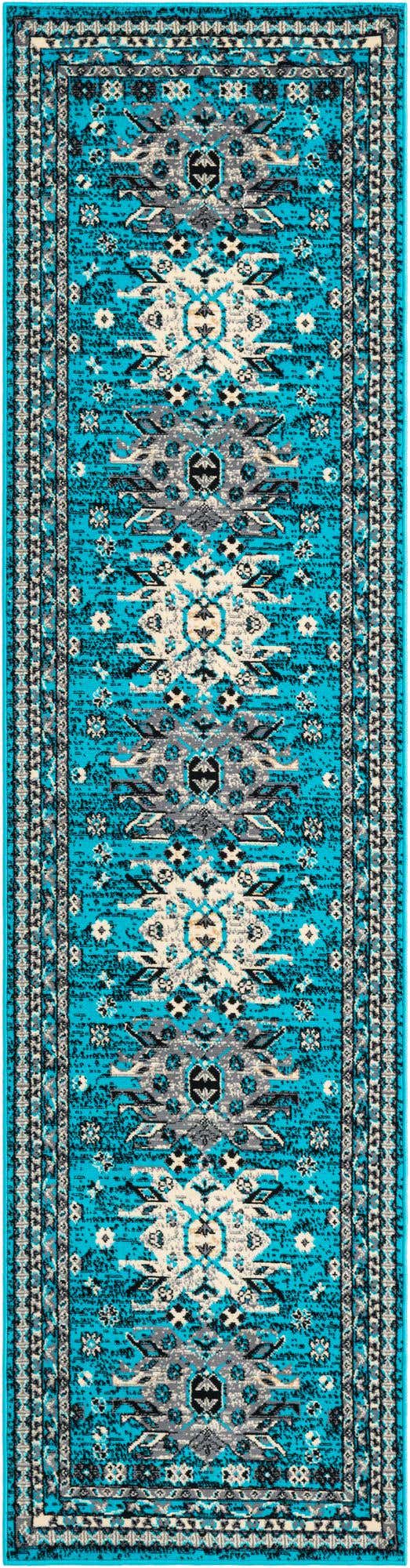 Turquoise 2' 7 x 10' Taftan Runner Area Rug