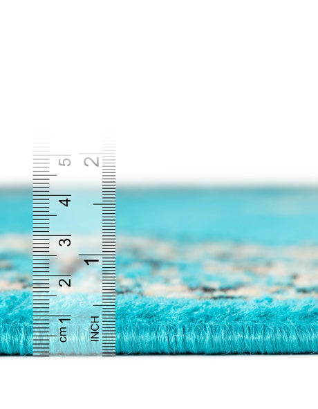 Turquoise 9' x 12' Reza Rectangle Area Rug 100% Polypropylene Easy Clean Traditional Motif Classic Carpet for Home Interiors for Sale at Rug Engine