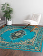 Turquoise 7' 10 x 7' 10 Reza Square Area Rug 100% Polypropylene Easy Clean Traditional Motif Classic Carpet for Home Interiors for Sale at Rug Engine