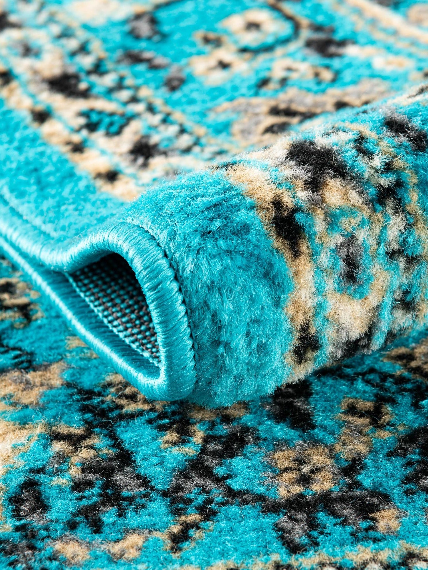 Turquoise 2' x 8' 2 Reza Runner Area Rug 100% Polypropylene Easy Clean Traditional Motif Classic Carpet for Home Interiors for Sale at Rug Engine