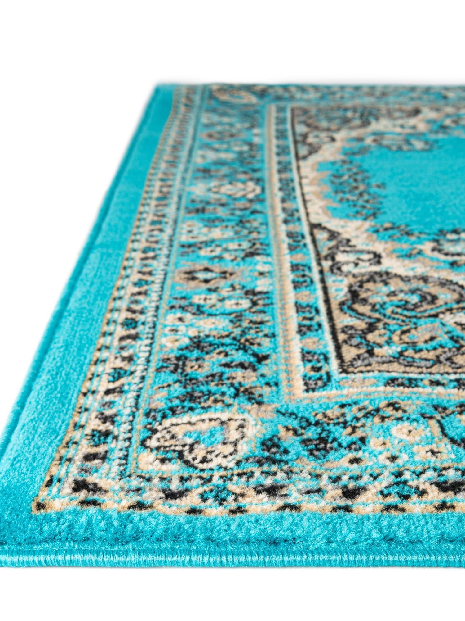 Turquoise 2' x 8' 2 Reza Runner Area Rug 100% Polypropylene Easy Clean Traditional Motif Classic Carpet for Home Interiors for Sale at Rug Engine
