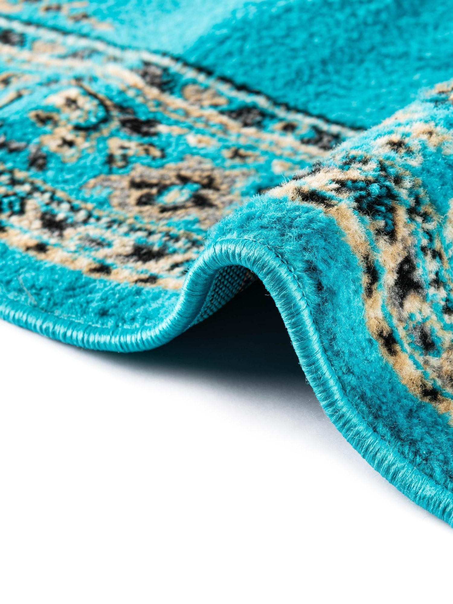 Turquoise 2' x 8' 2 Reza Runner Area Rug 100% Polypropylene Easy Clean Traditional Motif Classic Carpet for Home Interiors for Sale at Rug Engine