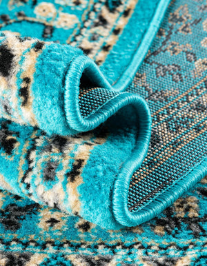 Turquoise 3' 1 x 16' 5 Reza Runner Area Rug 100% Polypropylene Easy Clean Traditional Motif Classic Carpet for Home Interiors for Sale at Rug Engine