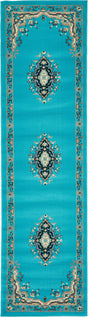 Turquoise 2' x 8' 2 Reza Runner Area Rug 100% Polypropylene Easy Clean Traditional Motif Classic Carpet for Home Interiors for Sale at Rug Engine