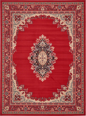 Red 10' x 13' 1 Reza Rectangle Area Rug 100% Polypropylene Easy Clean Traditional Motif Classic Carpet for Home Interiors for Sale at Rug Engine