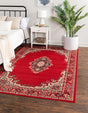 Red 7' 1 x 10' Reza Rectangle Area Rug 100% Polypropylene Easy Clean Traditional Motif Classic Carpet for Home Interiors for Sale at Rug Engine