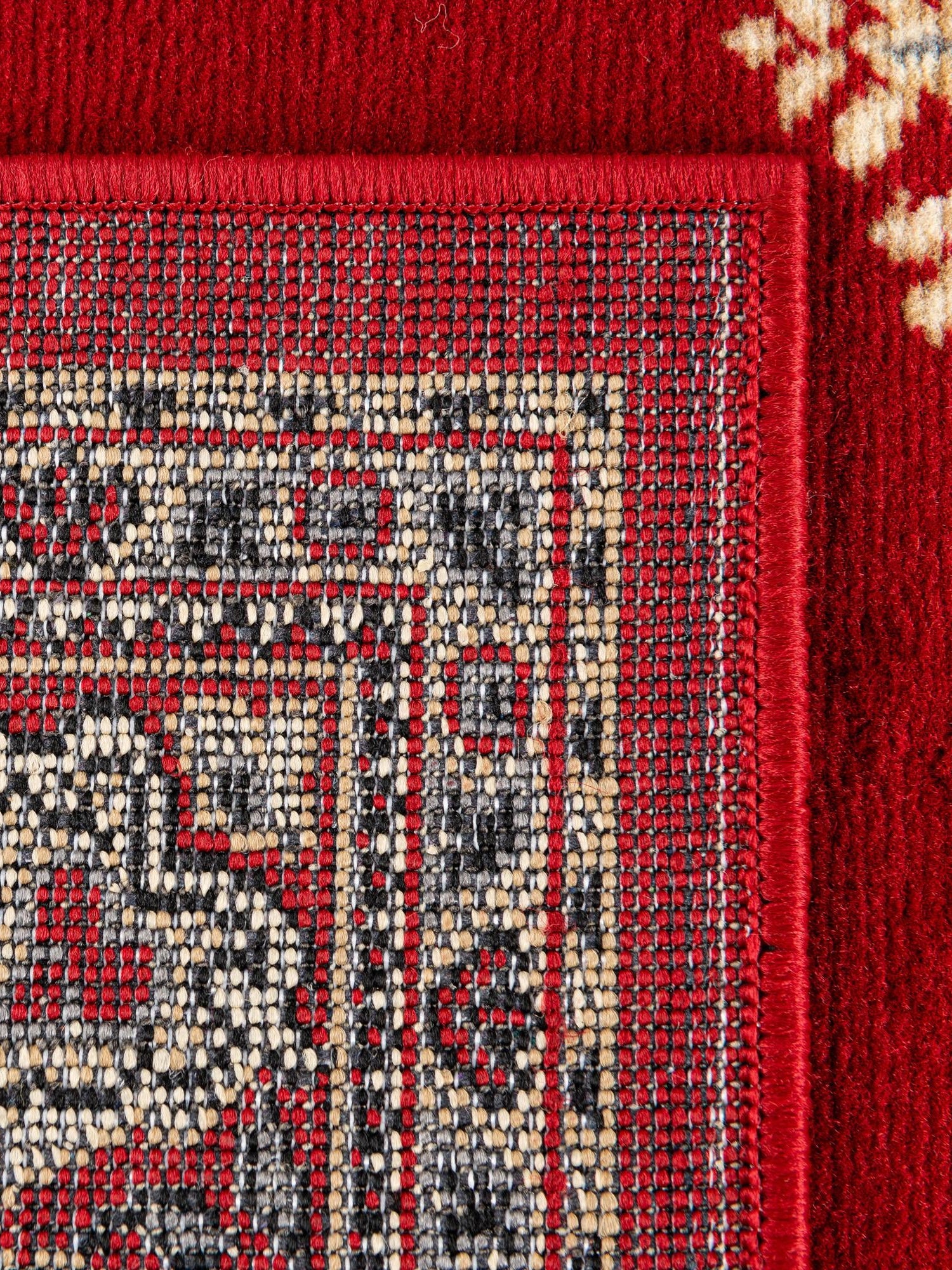 Red 7' 10 x 10' Reza Rectangle Area Rug 100% Polypropylene Easy Clean Traditional Motif Classic Carpet for Home Interiors for Sale at Rug Engine