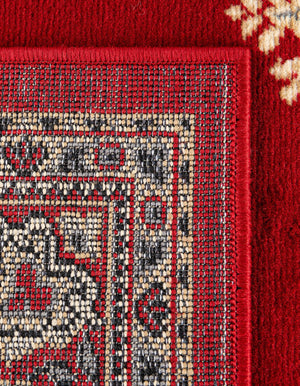 Red 7' 1 x 10' Reza Rectangle Area Rug 100% Polypropylene Easy Clean Traditional Motif Classic Carpet for Home Interiors for Sale at Rug Engine