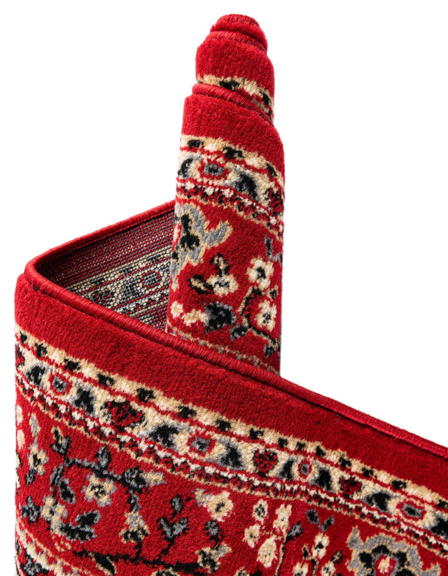 Red 7' 10 x 10' Reza Rectangle Area Rug 100% Polypropylene Easy Clean Traditional Motif Classic Carpet for Home Interiors for Sale at Rug Engine