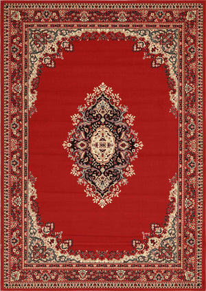 Red 7' 1 x 10' Reza Rectangle Area Rug 100% Polypropylene Easy Clean Traditional Motif Classic Carpet for Home Interiors for Sale at Rug Engine
