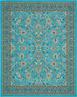 Turquoise 7' 10 x 10' Sialk Hill Rectangle Area Rug 100% Polypropylene Durable Easy Clean Classic Traditional Design Carpet for Interior Design for Sale at Rug Engine