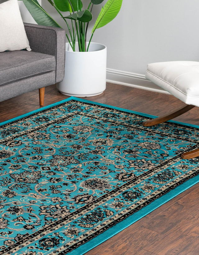 Turquoise 6' 1 x 9' Sialk Hill Rectangle Area Rug 100% Polypropylene Durable Easy Clean Classic Traditional Design Carpet for Interior Design for Sale at Rug Engine