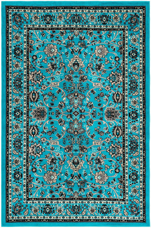 Turquoise 5' 3 x 8' Sialk Hill Rectangle Area Rug 100% Polypropylene Durable Easy Clean Classic Traditional Design Carpet for Interior Design for Sale at Rug Engine