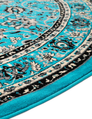 Turquoise 7' 10 x 7' 10 Sialk Hill Round Area Rug 100% Polypropylene Durable Easy Clean Classic Traditional Design Carpet for Interior Design for Sale at Rug Engine