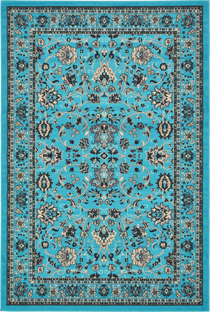 Turquoise 6' 1 x 9' Sialk Hill Rectangle Area Rug 100% Polypropylene Durable Easy Clean Classic Traditional Design Carpet for Interior Design for Sale at Rug Engine