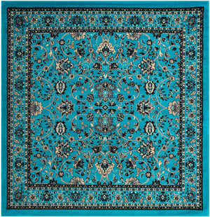 Turquoise 7' 10 x 7' 10 Sialk Hill Square Area Rug 100% Polypropylene Durable Easy Clean Classic Traditional Design Carpet for Interior Design for Sale at Rug Engine