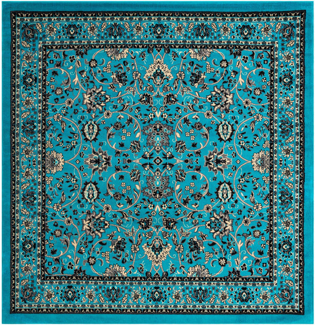 Turquoise 7' 10 x 7' 10 Sialk Hill Square Area Rug 100% Polypropylene Durable Easy Clean Classic Traditional Design Carpet for Interior Design for Sale at Rug Engine