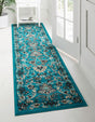 Turquoise 2' 7 x 10' Sialk Hill Runner Area Rug 100% Polypropylene Durable Easy Clean Classic Traditional Design Carpet for Interior Design for Sale at Rug Engine
