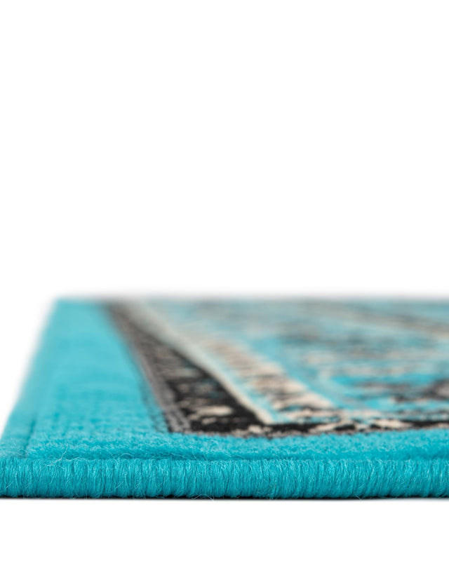 Turquoise 2' 7 x 10' Sialk Hill Runner Area Rug 100% Polypropylene Durable Easy Clean Classic Traditional Design Carpet for Interior Design for Sale at Rug Engine
