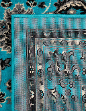 Turquoise 2' 7 x 10' Sialk Hill Runner Area Rug 100% Polypropylene Durable Easy Clean Classic Traditional Design Carpet for Interior Design for Sale at Rug Engine