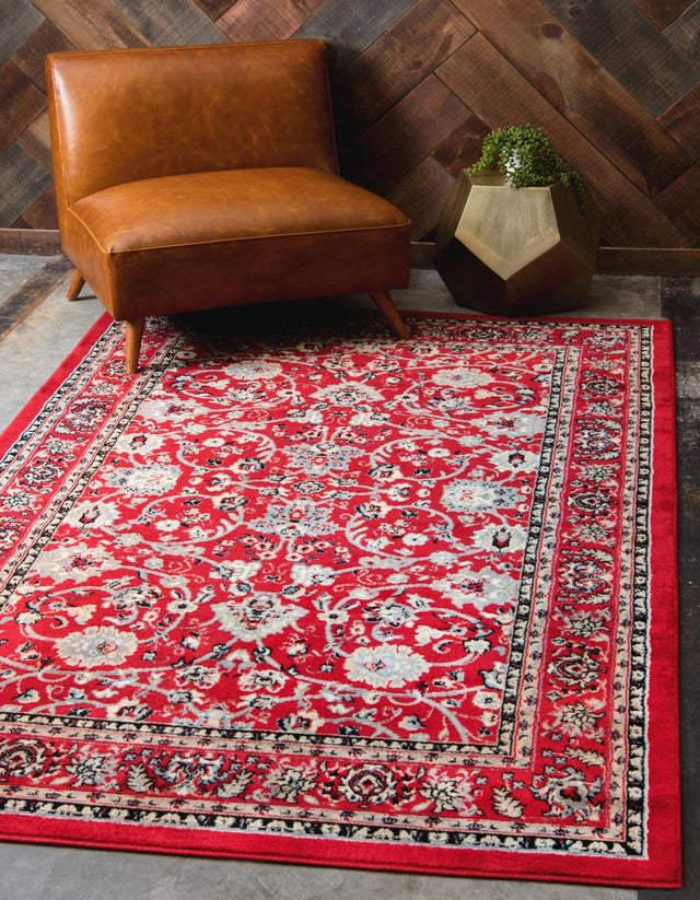 Red 4' 1 x 6' 1 Sialk Hill Rectangle Area Rug 100% Polypropylene Durable Easy Clean Classic Traditional Design Carpet for Interior Design for Sale at Rug Engine
