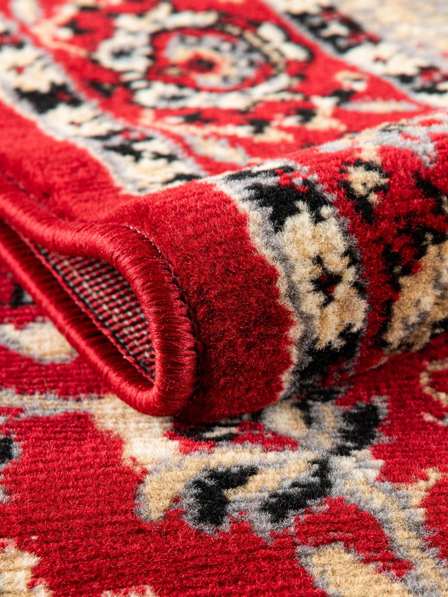 Red 4' 1 x 6' 1 Sialk Hill Rectangle Area Rug 100% Polypropylene Durable Easy Clean Classic Traditional Design Carpet for Interior Design for Sale at Rug Engine