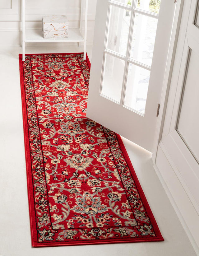 Red 2' x 8' 2 Sialk Hill Runner Area Rug 100% Polypropylene Durable Easy Clean Classic Traditional Design Carpet for Interior Design for Sale at Rug Engine