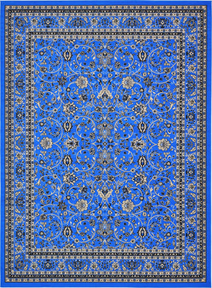 Dark Blue 10' x 13' 1 Sialk Hill Rectangle Area Rug 100% Polypropylene Durable Easy Clean Classic Traditional Design Carpet for Interior Design for Sale at Rug Engine
