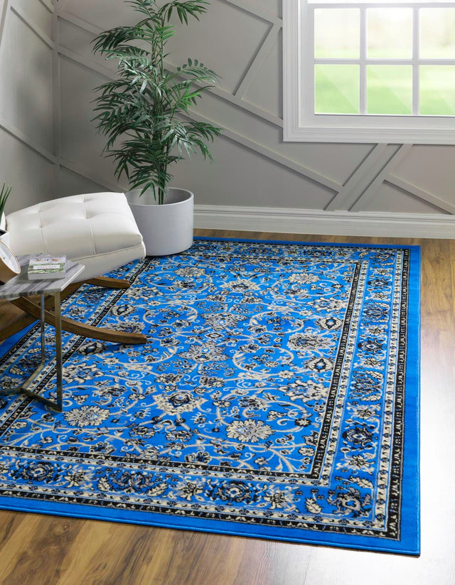 Dark Blue 6' 1 x 9' Sialk Hill Rectangle Rug