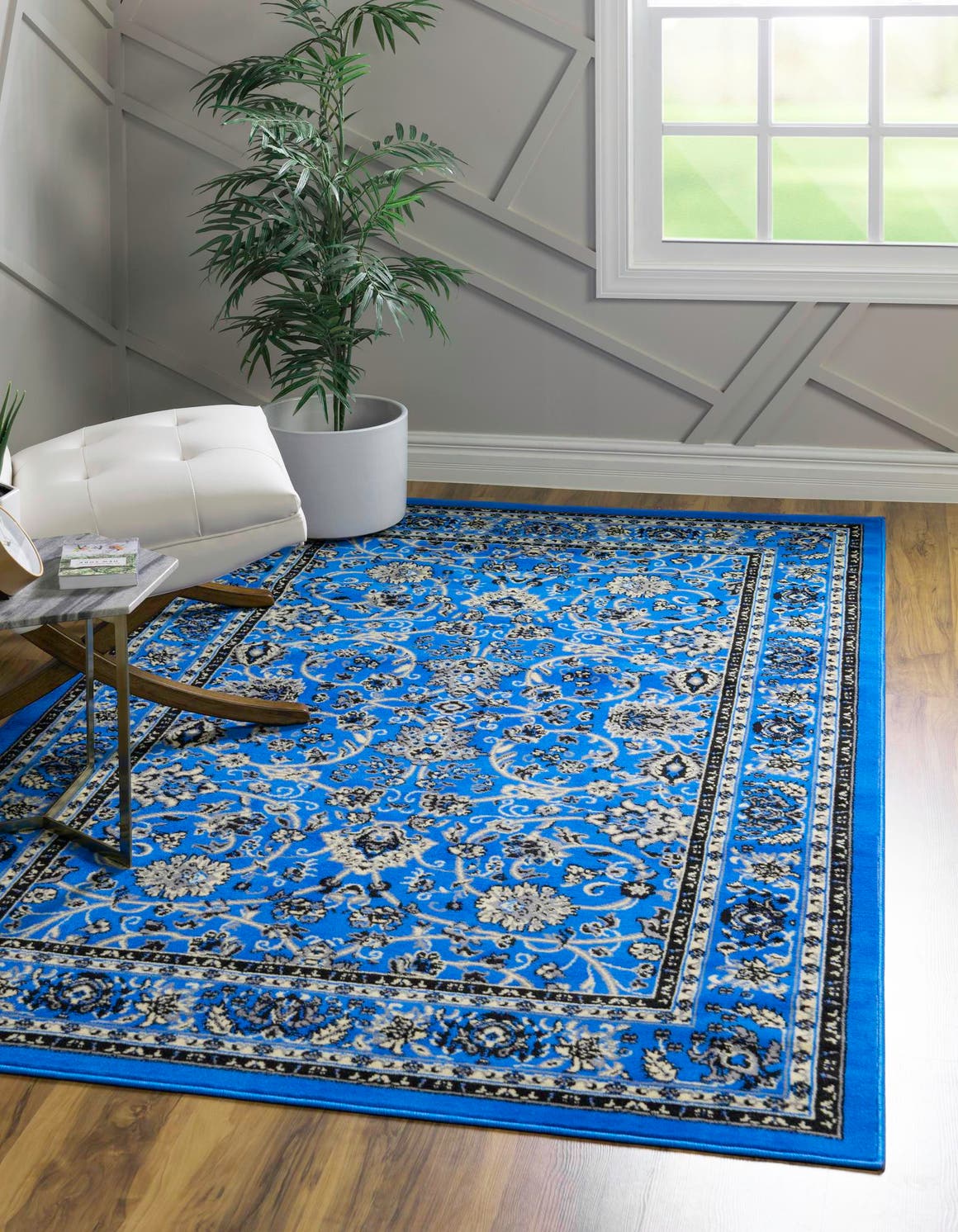 Dark Blue 7' 1 x 10' Sialk Hill Rectangle Area Rug 100% Polypropylene Durable Easy Clean Classic Traditional Design Carpet for Interior Design for Sale at Rug Engine