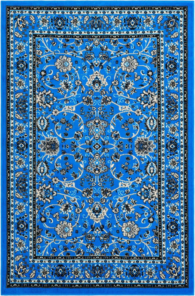 Dark Blue 5' 3 x 8' Sialk Hill Rectangle Area Rug 100% Polypropylene Durable Easy Clean Classic Traditional Design Carpet for Interior Design for Sale at Rug Engine