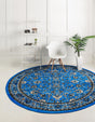 Dark Blue 7' 10 x 7' 10 Sialk Hill Round Area Rug 100% Polypropylene Durable Easy Clean Classic Traditional Design Carpet for Interior Design for Sale at Rug Engine