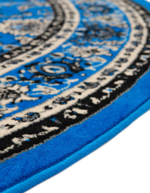 Dark Blue 7' 10 x 7' 10 Sialk Hill Round Area Rug 100% Polypropylene Durable Easy Clean Classic Traditional Design Carpet for Interior Design for Sale at Rug Engine