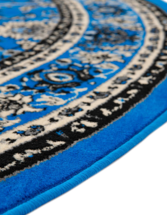 Dark Blue 7' 10 x 7' 10 Sialk Hill Round Area Rug 100% Polypropylene Durable Easy Clean Classic Traditional Design Carpet for Interior Design for Sale at Rug Engine