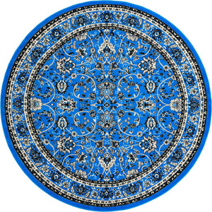 Dark Blue 7' 10 x 7' 10 Sialk Hill Round Area Rug 100% Polypropylene Durable Easy Clean Classic Traditional Design Carpet for Interior Design for Sale at Rug Engine