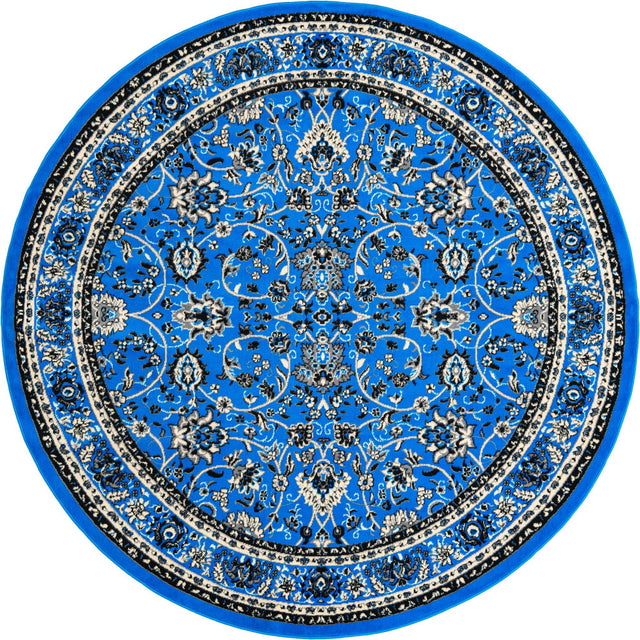 Dark Blue 7' 10 x 7' 10 Sialk Hill Round Area Rug 100% Polypropylene Durable Easy Clean Classic Traditional Design Carpet for Interior Design for Sale at Rug Engine