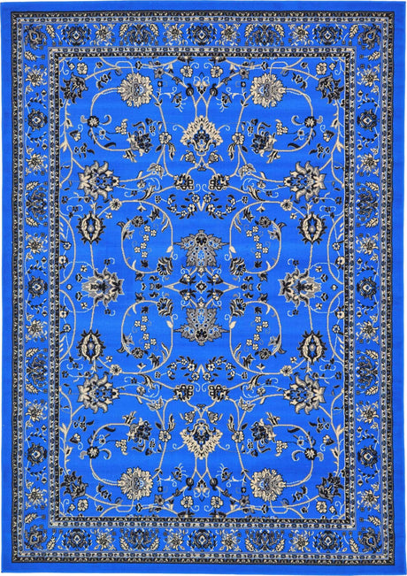 Dark Blue 7' 1 x 10' Sialk Hill Rectangle Area Rug 100% Polypropylene Durable Easy Clean Classic Traditional Design Carpet for Interior Design for Sale at Rug Engine