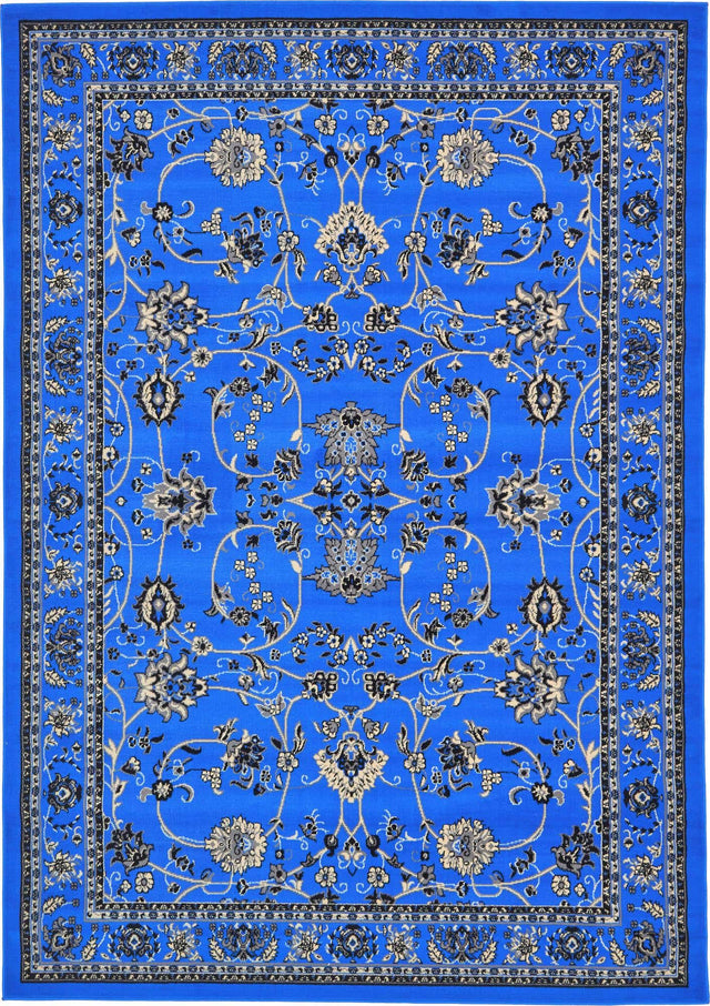Dark Blue 7' 1 x 10' Sialk Hill Rectangle Area Rug 100% Polypropylene Durable Easy Clean Classic Traditional Design Carpet for Interior Design for Sale at Rug Engine