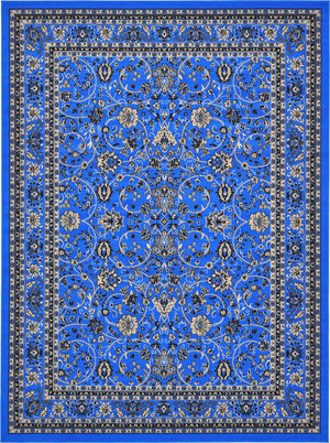 Dark Blue 9' x 12' Sialk Hill Rectangle Area Rug 100% Polypropylene Durable Easy Clean Classic Traditional Design Carpet for Interior Design for Sale at Rug Engine