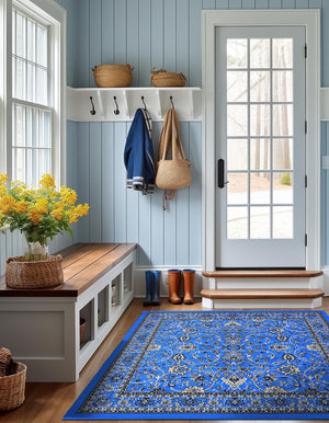 Dark Blue 8' x 8' Sialk Hill Square Rug