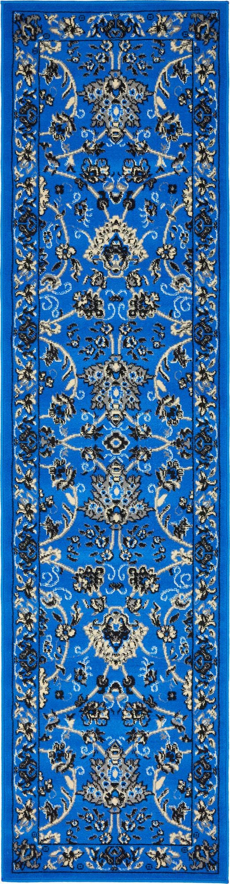 Dark Blue 2' x 8' 2 Sialk Hill Runner Area Rug 100% Polypropylene Durable Easy Clean Classic Traditional Design Carpet for Interior Design for Sale at Rug Engine