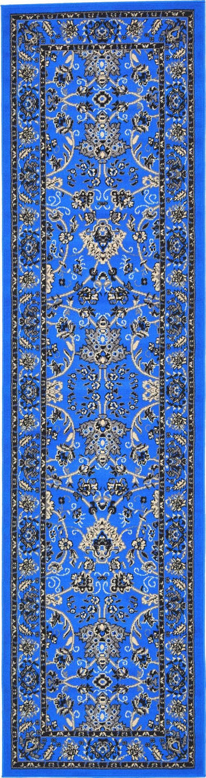 Dark Blue 2' 7 x 10' Sialk Hill Runner Area Rug 100% Polypropylene Durable Easy Clean Classic Traditional Design Carpet for Interior Design for Sale at Rug Engine