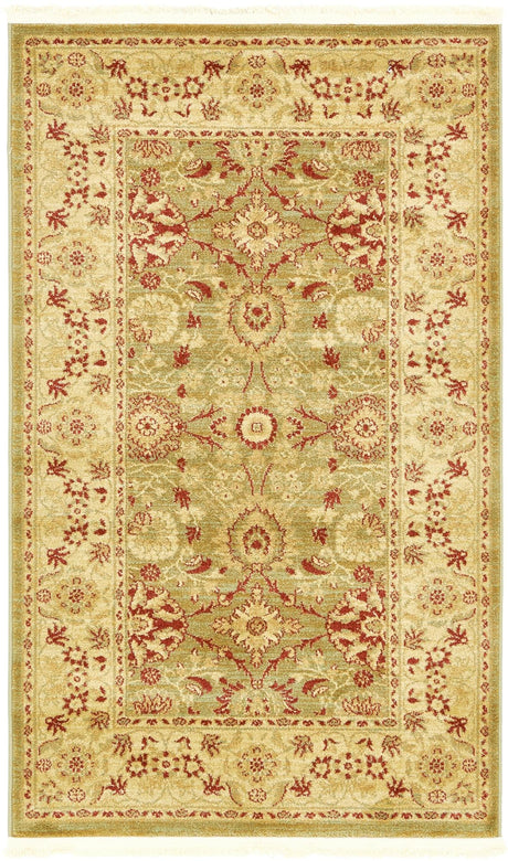 Light Green 3' 3 x 5' 3 Edinburgh Rectangle Area Rug 100% Polypropylene Easy Clean With Cotton Backing Traditional Classic Design Carpet for Living, Dining Room, Office for Sale at Rug Engine
